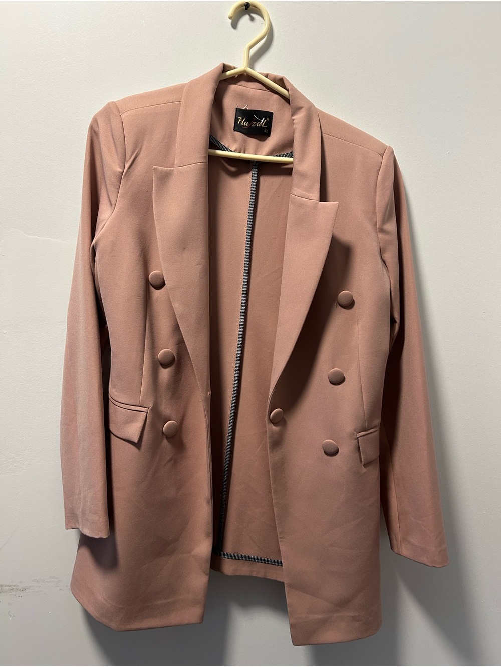 hazel Rose Blush Double-Breasted Blazer